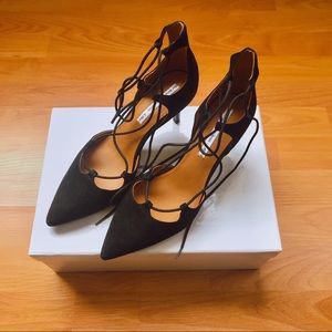 & Other Stories Black Suede Lace-Up Pumps
